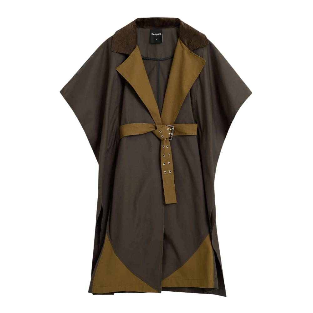 Desigual Women's Marron Medieval Belted Poncho - Image 2