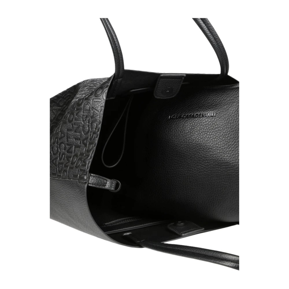 Lola Casademunt Gestructureerde Shopper Tas met Monogram Print Black Dames