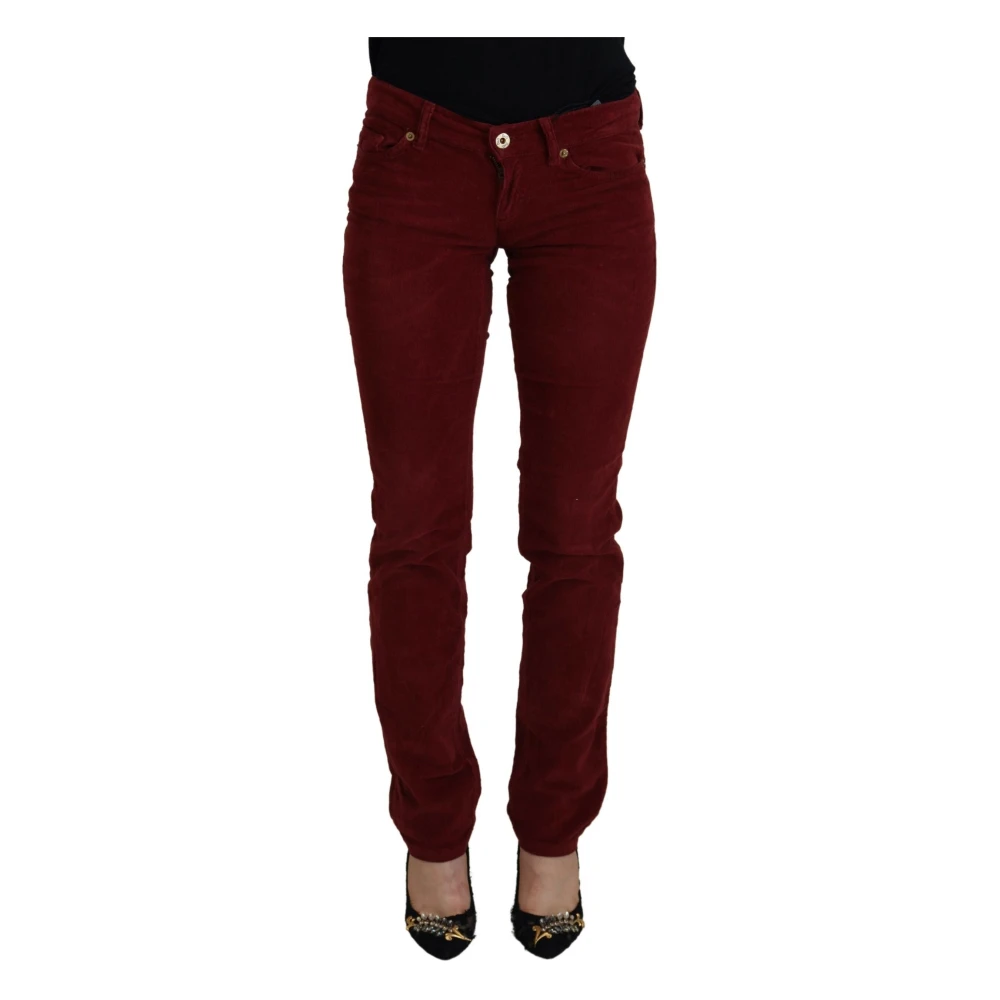 Dolce & Gabbana Maroon Corduroy Slim Fit Casual Broek Brown Dames
