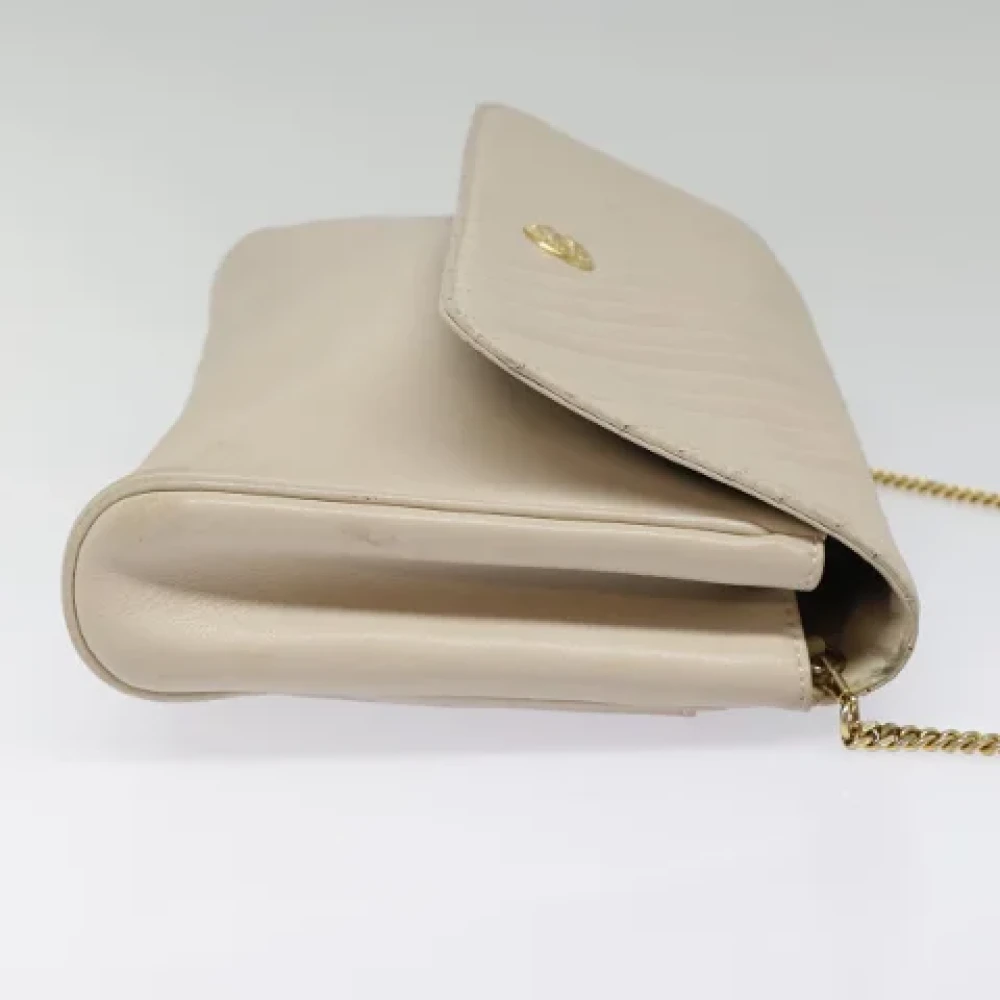 Celine Vintage Pre-owned Leather shoulder-bags Beige Dames