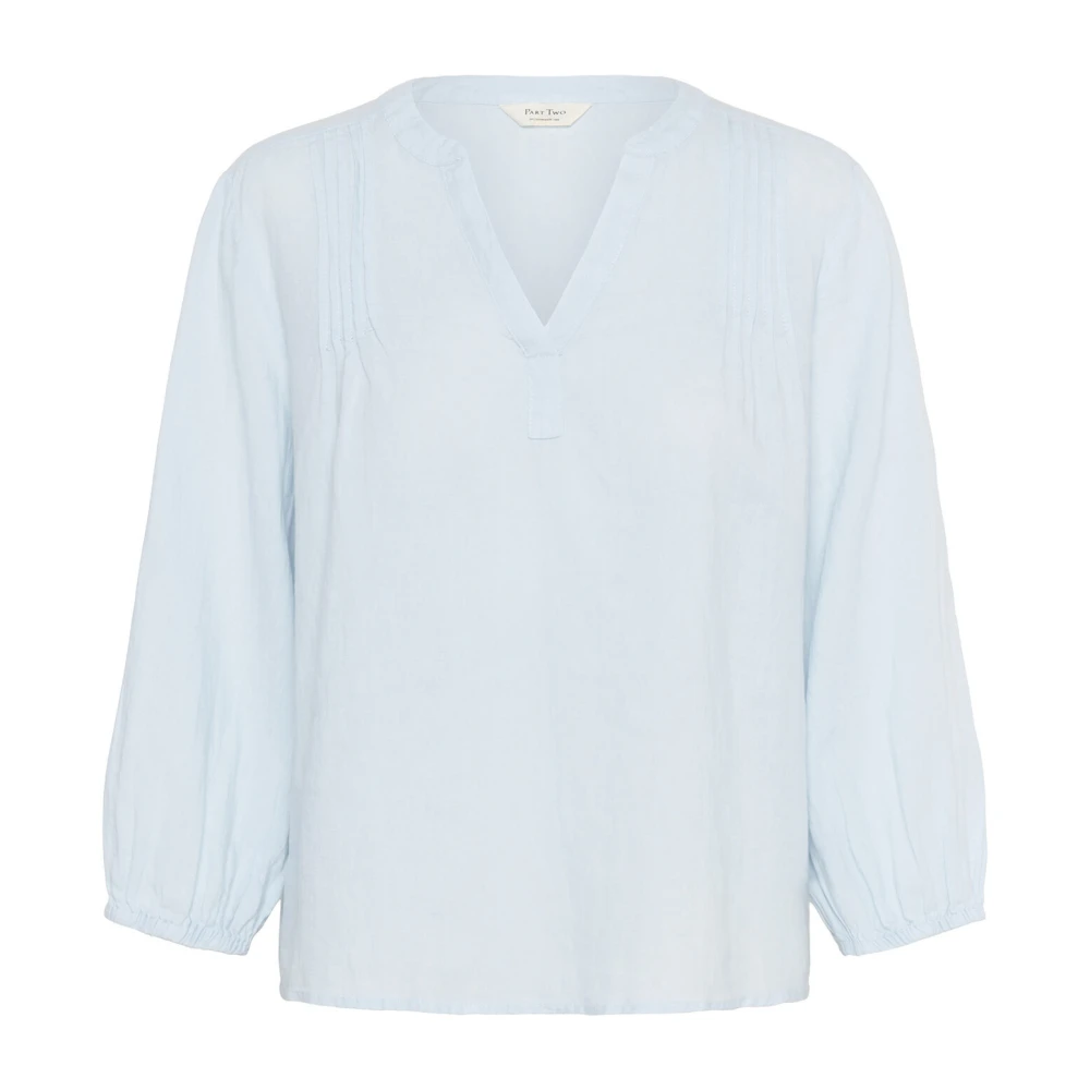 Part Two Eenvoudige Ice Water Blouse met Plooien Blue Dames