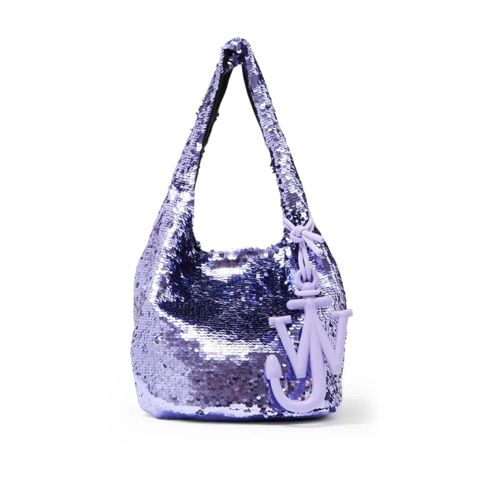JW Anderson Paarse Pailletontwerp Handtas met Logohanger Purple Dames
