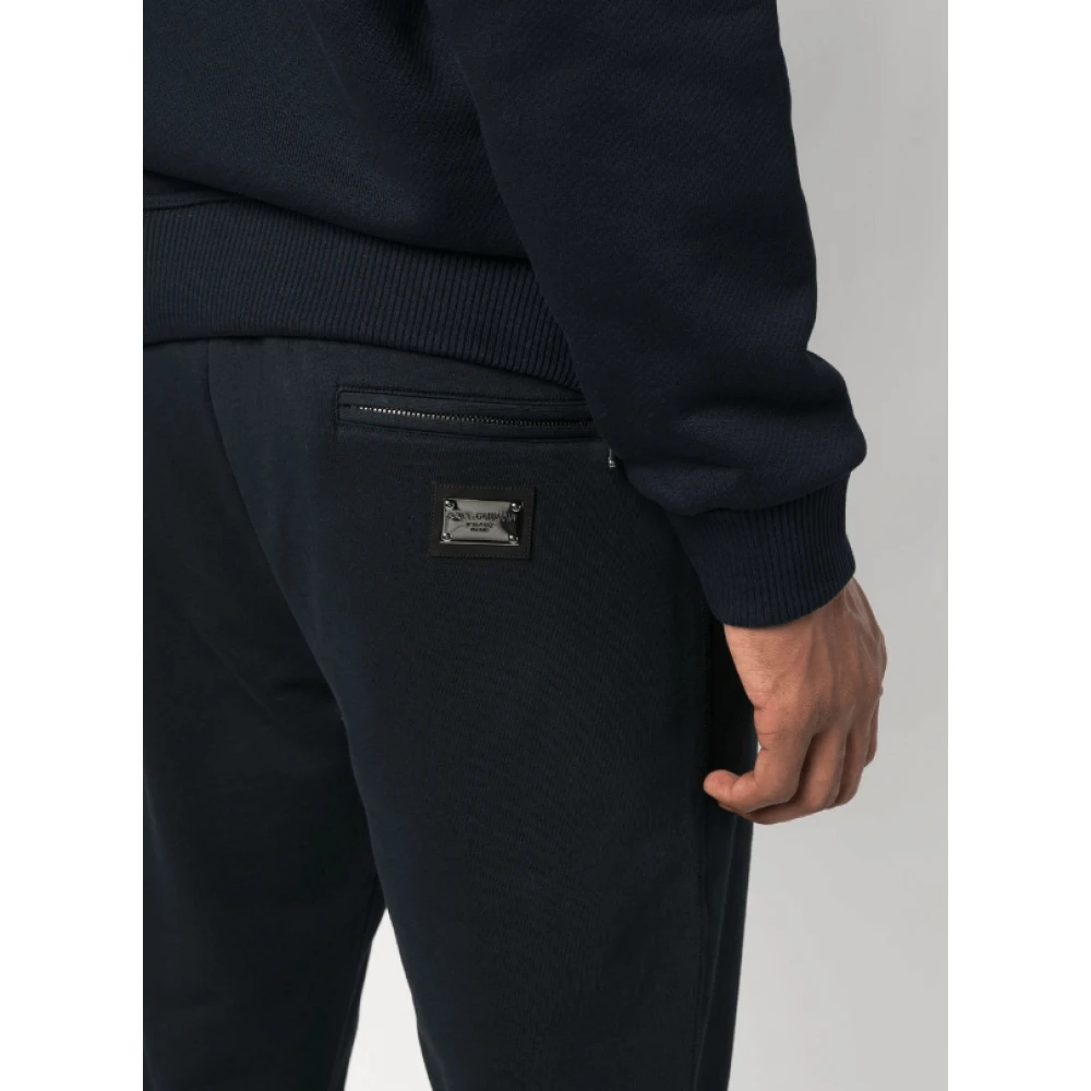Dolce & Gabbana Navy Blauwe Trekkoord Trainingsbroek Blue Heren