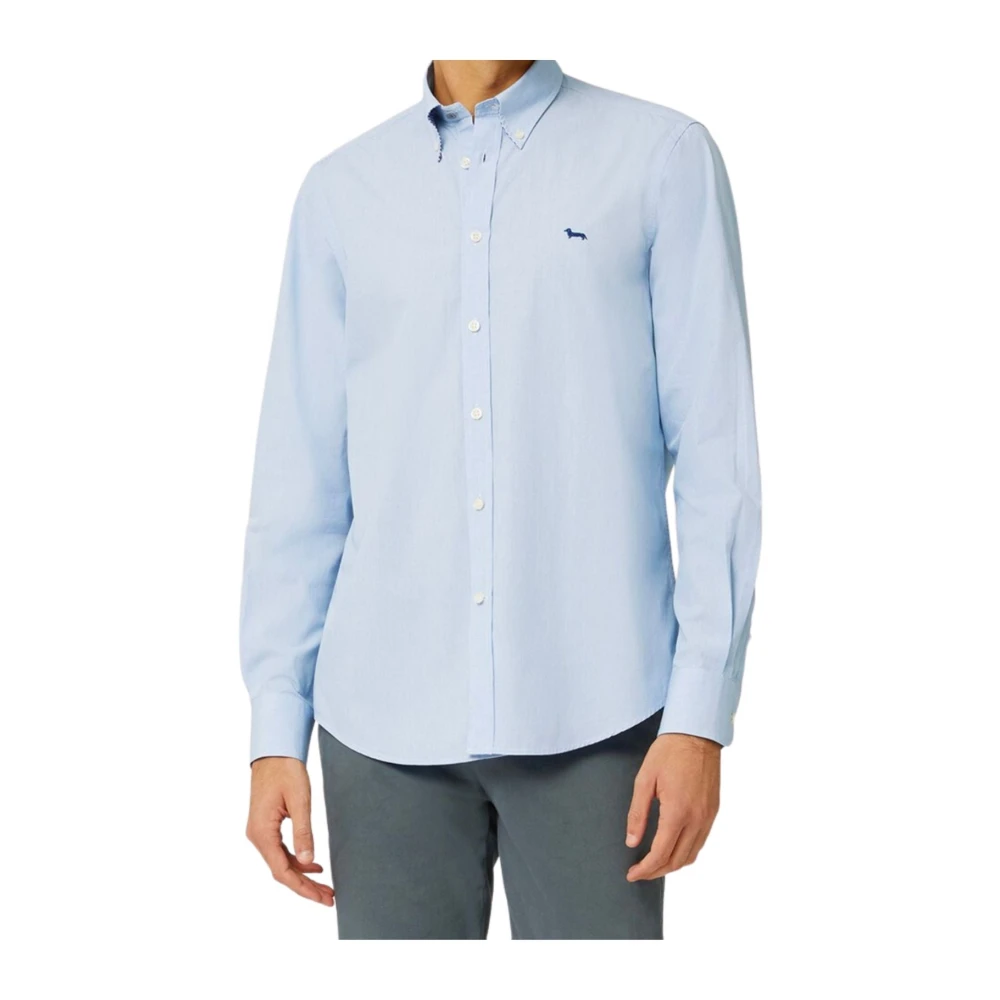 Harmont & Blaine Blauwe Button-Down Overhemd met Borduursel Blue Heren