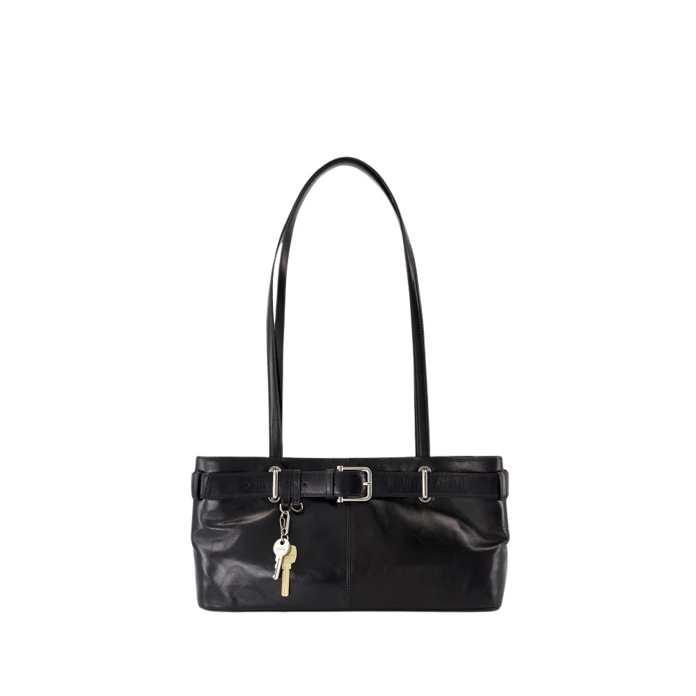 Osoi Women's Black Leather Shoulder Bag With Top Handles
