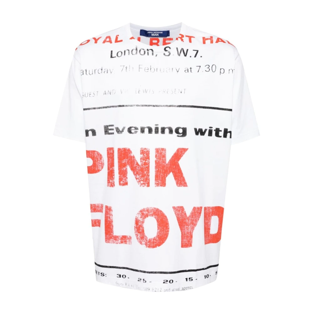 Junya Watanabe Witte Pink Floyd Print Katoenen T-shirt White Heren