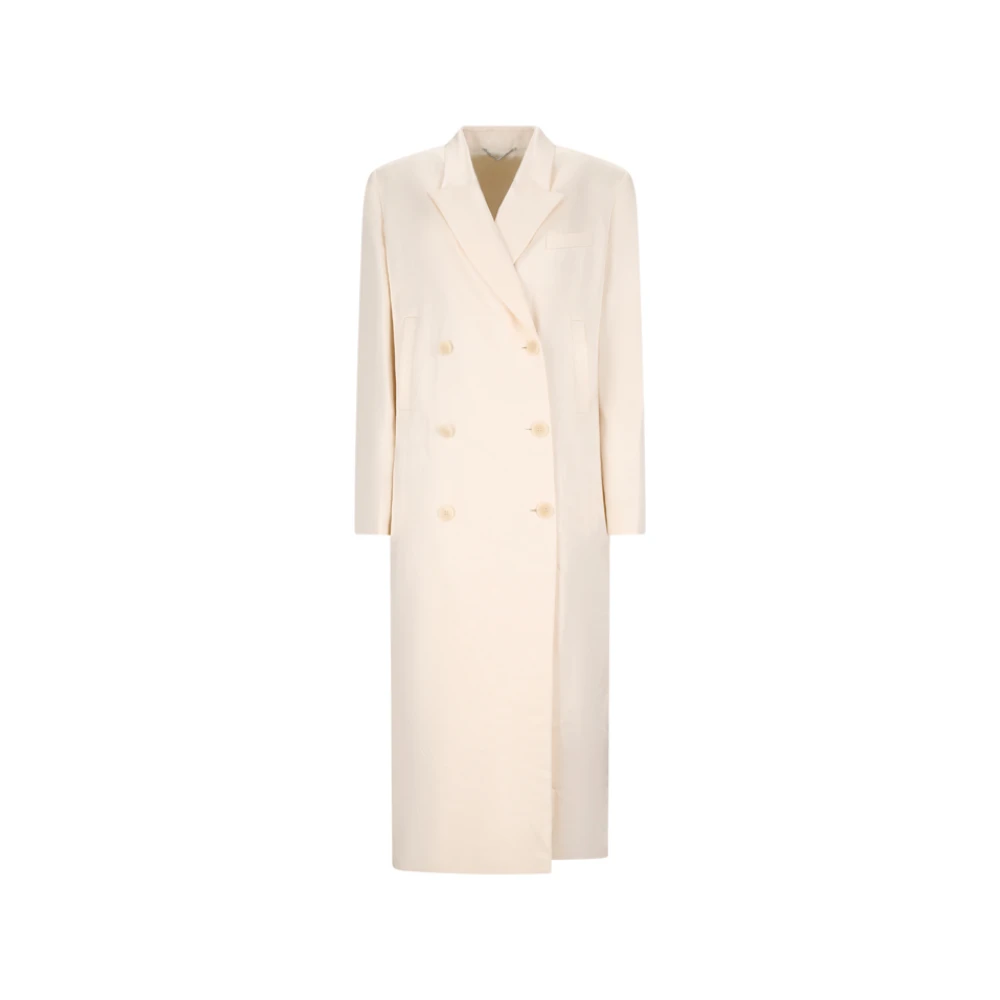 Magda Butrym Vrouw Beige Jassen Dames, M, Wol, Elegante Wollen Jas Voor En