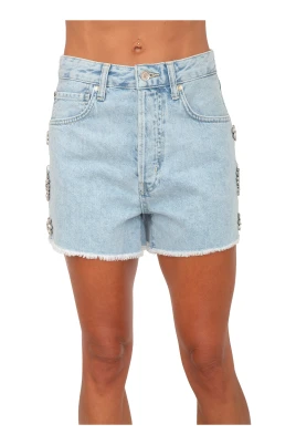 Jeansshorts med slitna detaljer