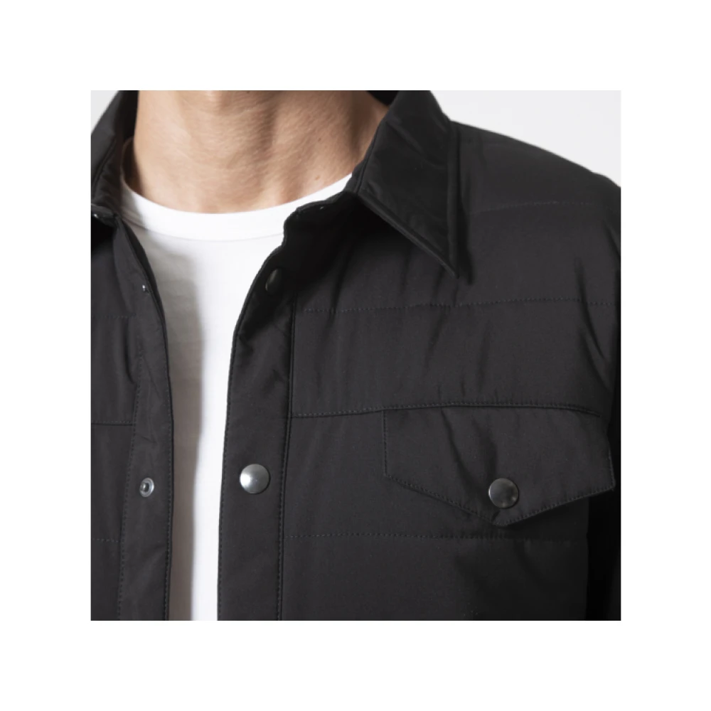 Gran Sasso Zwarte Bi-Materiaal Jas Shirt Black Heren