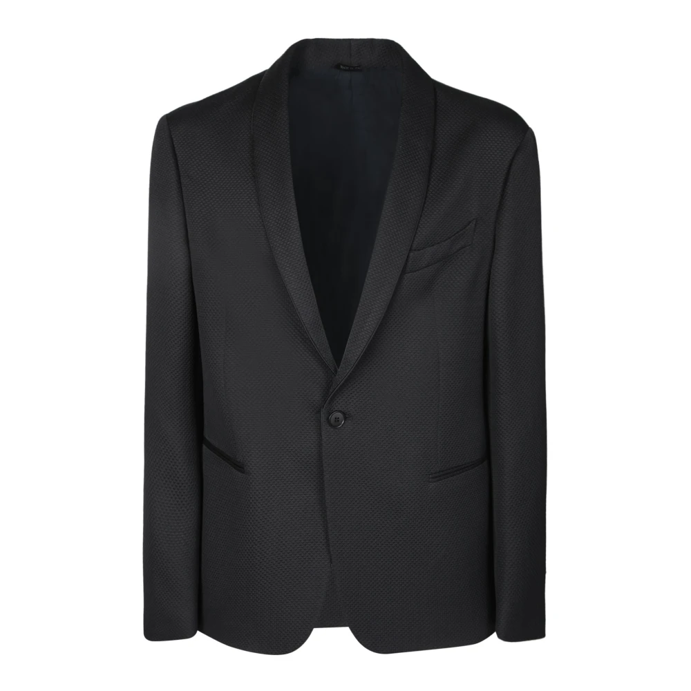 Giorgio Armani Zwarte Zijden Shawl Kraag Smokingjasje Black Heren