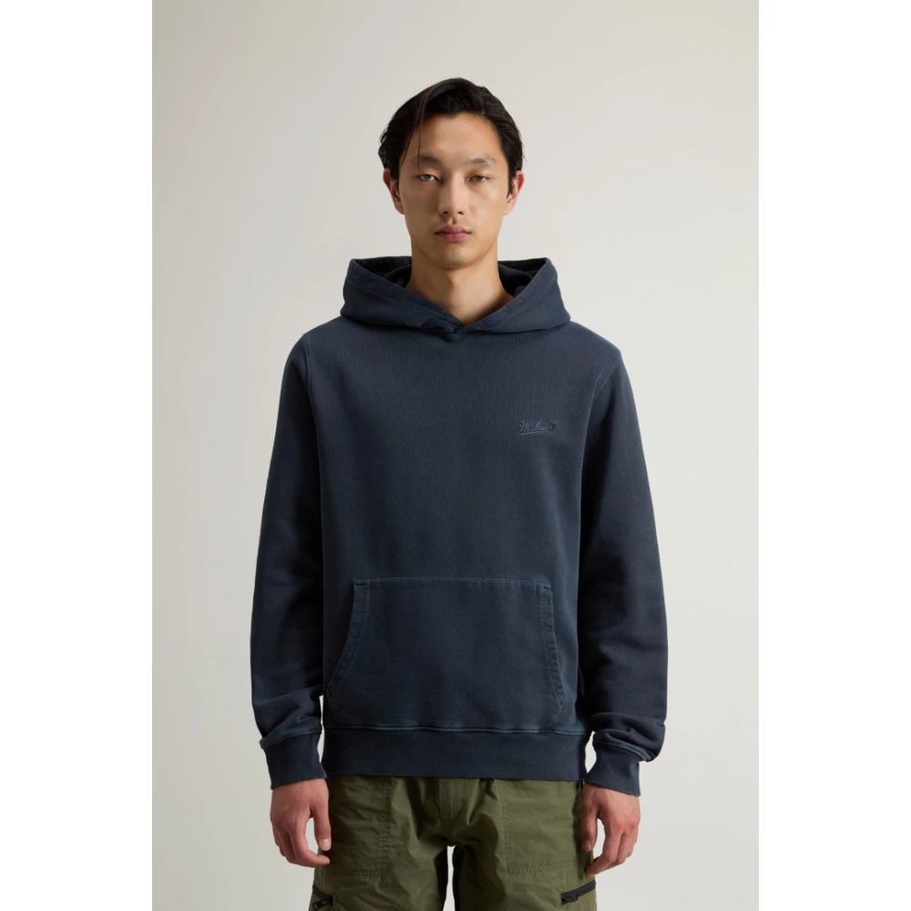Woolrich Hoodie van katoen met geborduurd logo Blue Heren