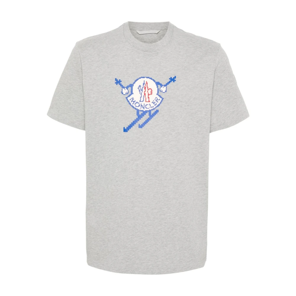 Moncler Gedrukt Logo T-shirt in Grijs Gray Heren