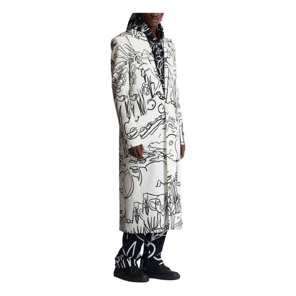 Balmain Disney x : The Lion King Lange kreukelige bedrukte kinderjas White Heren