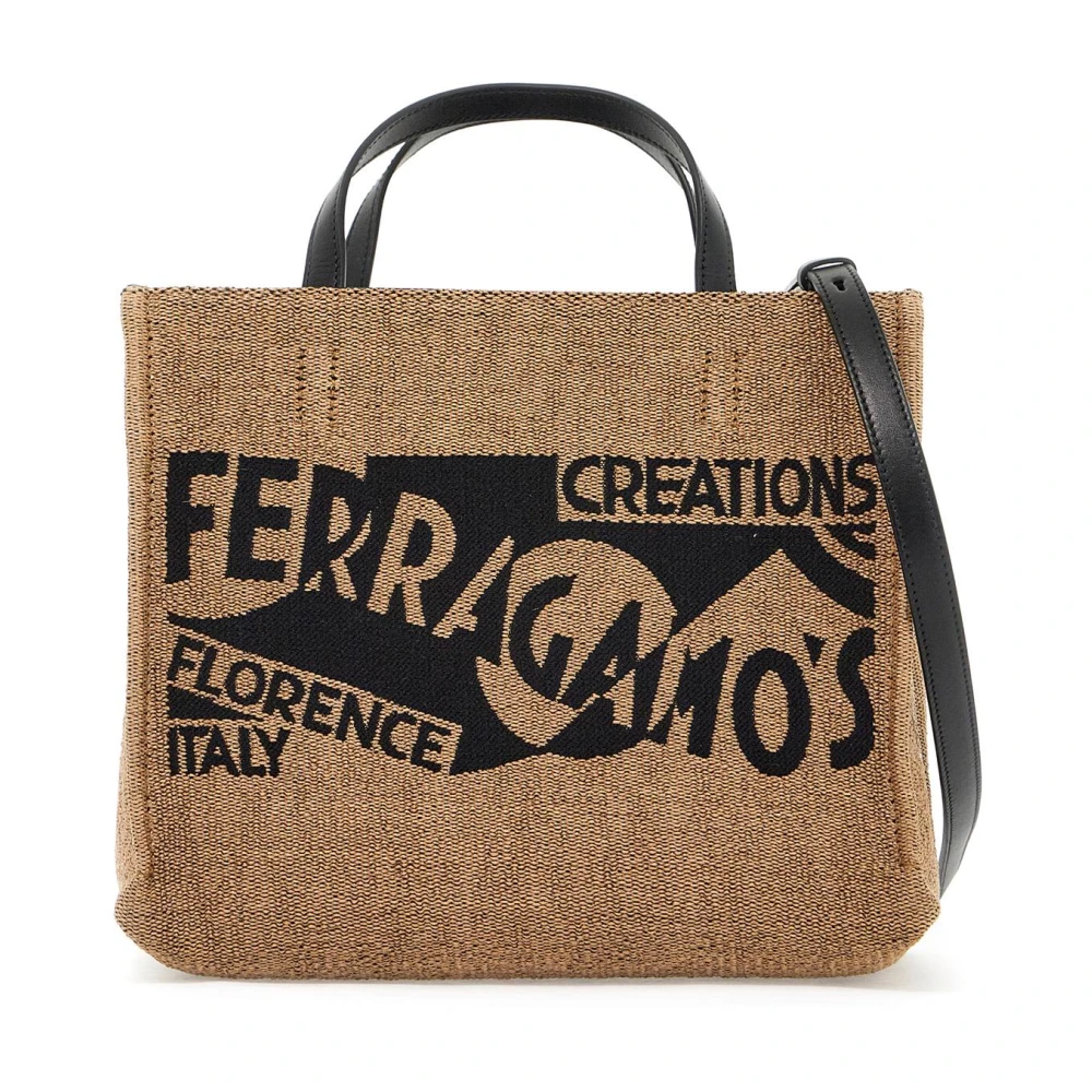 Salvatore Ferragamo Iconische Logo Bedrukte Tote Tas Beige Dames