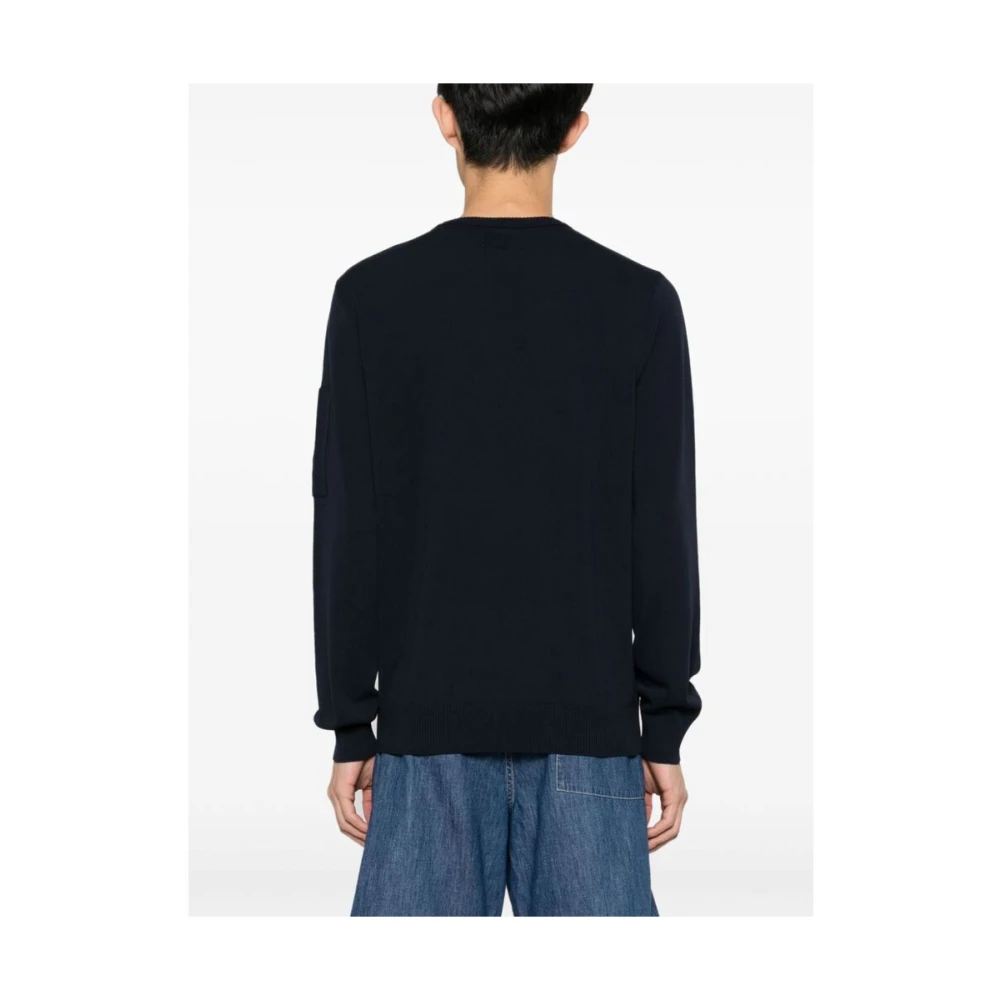 C.P. Company Navy Blauwe Gebreide Trui met Ritssluiting Blue Heren