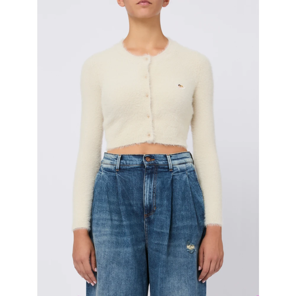 Fiorucci Witte Cardigan met Geborduurd Logo White Dames