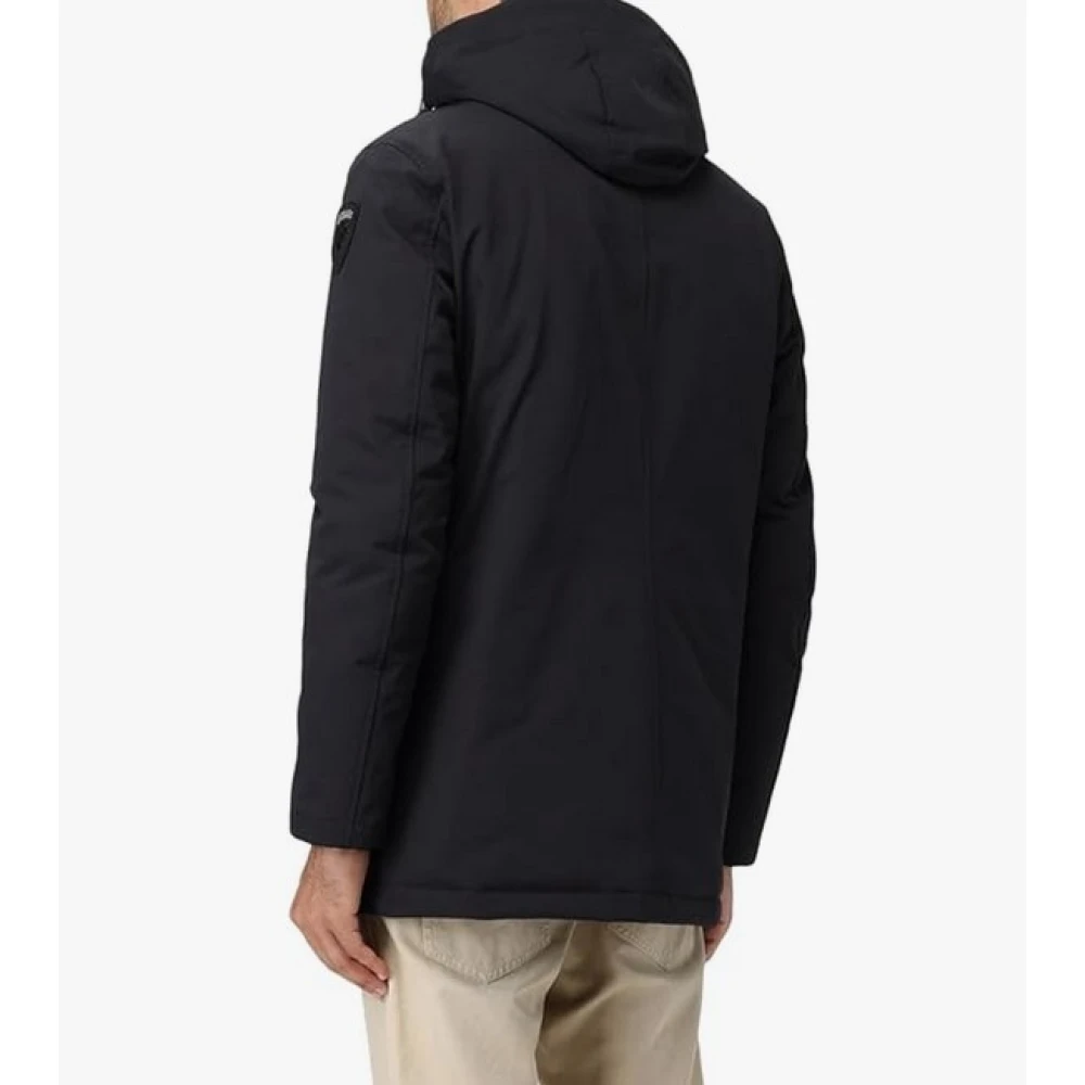 Blauer Stijlvolle Winterjas met Afneembare Capuchon Black Heren