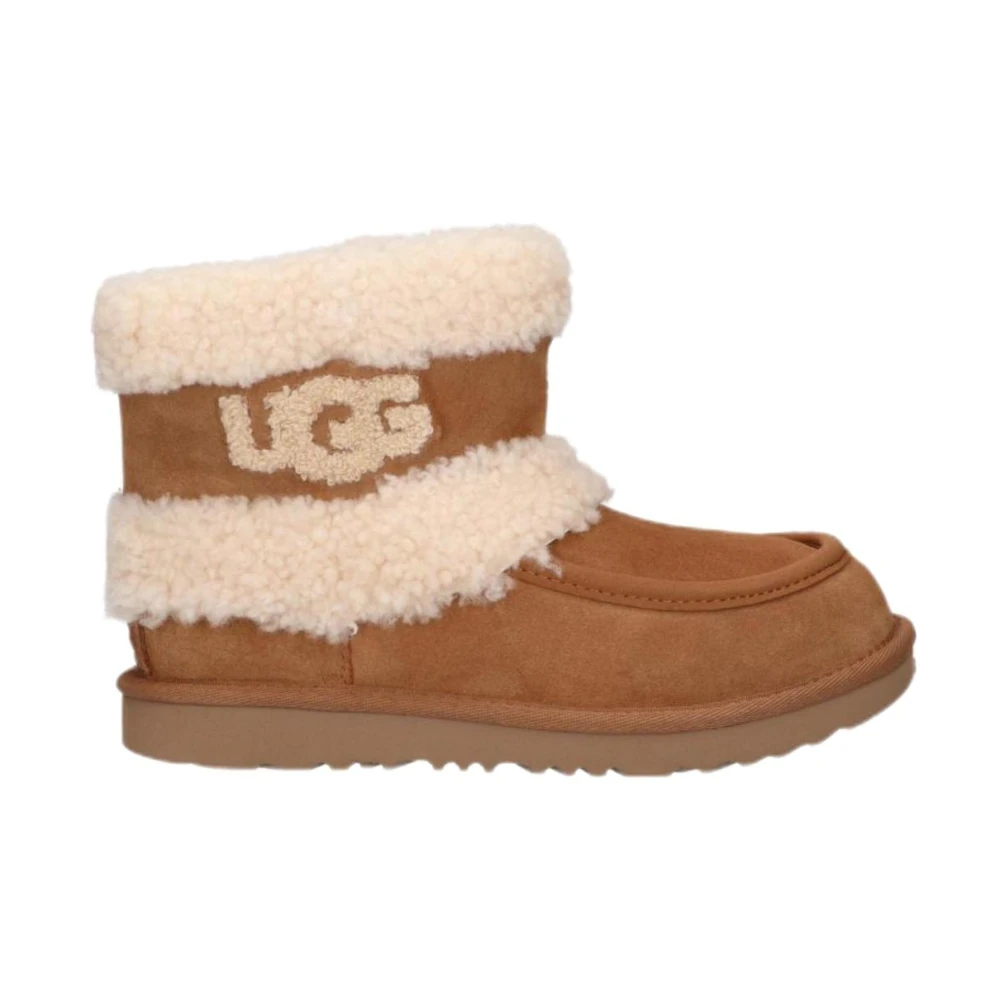 Ugg Unisex Beige Fluffy Mini Boots