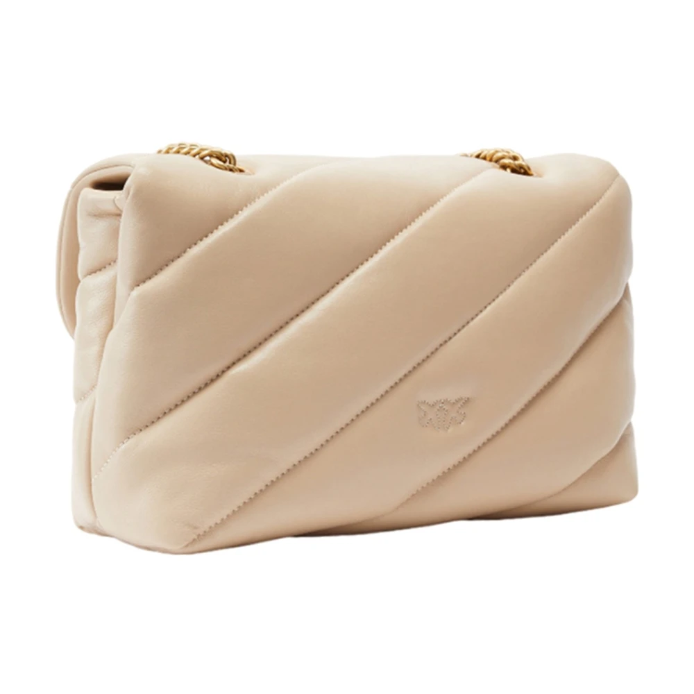 pinko Beige Leren Dames Schoudertas Beige Dames