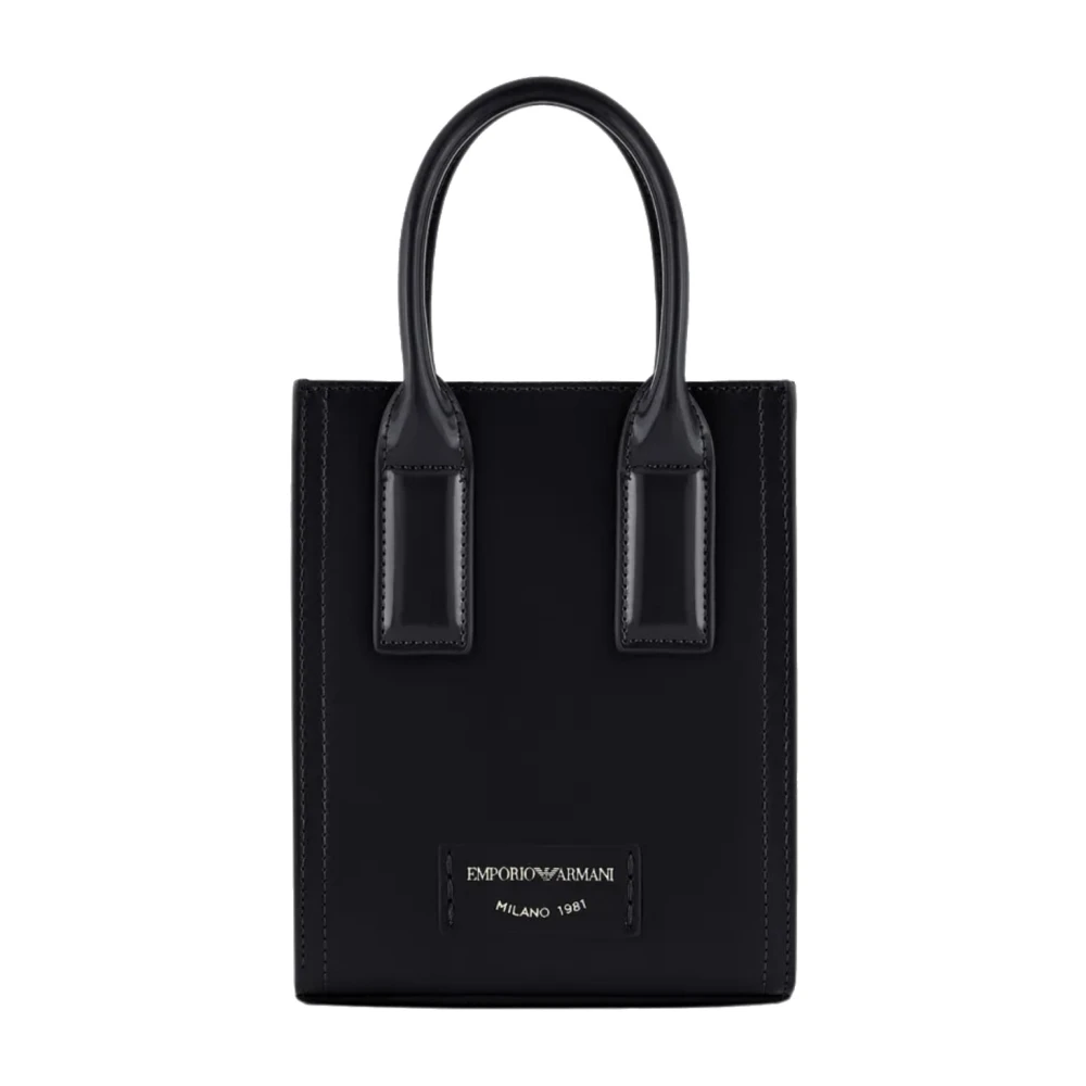 Emporio Armani Zwarte Mini Tas met Geborstelde Afwerking Black Dames