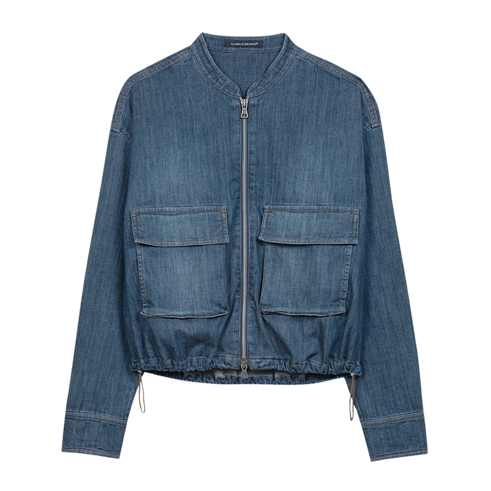 LUISA CERANO Denim Blouson Jack met Enzyme-Wash Blue Dames