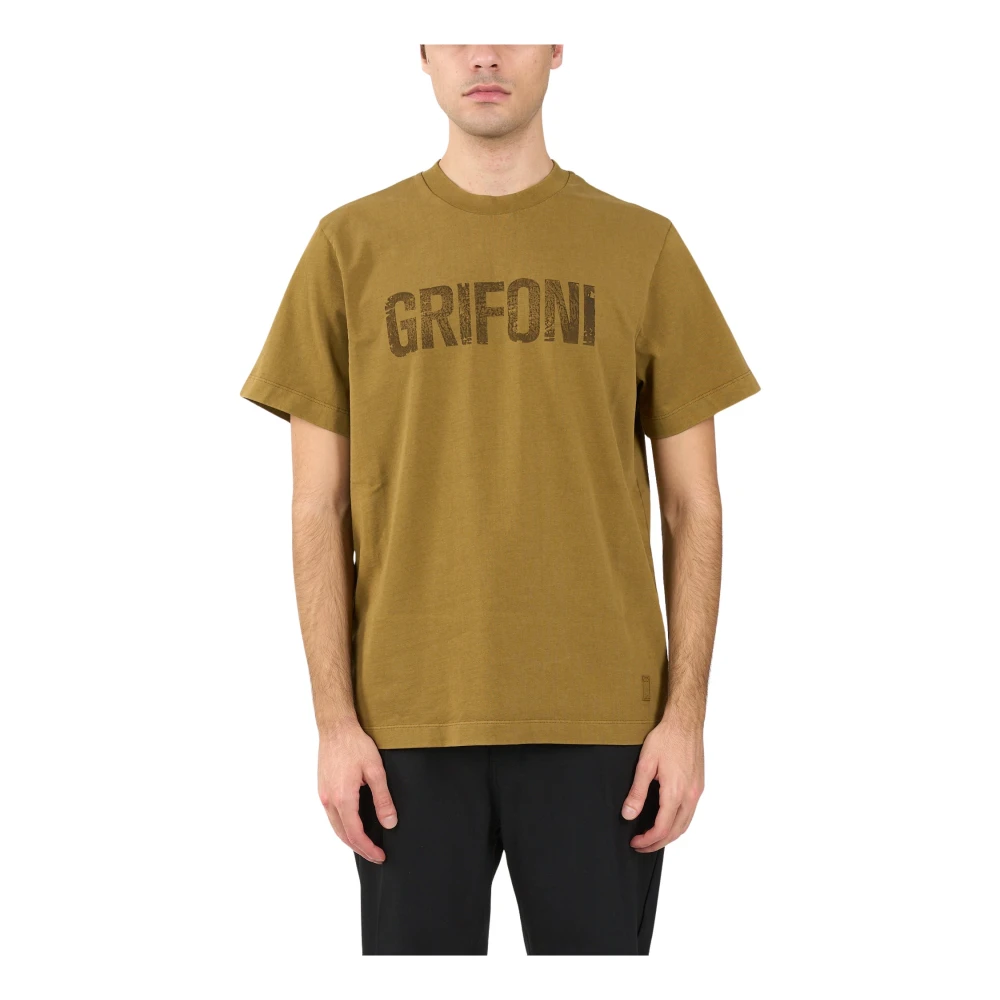 Mauro Grifoni Katoenen T-shirt met Bedrukt Logo Green Heren