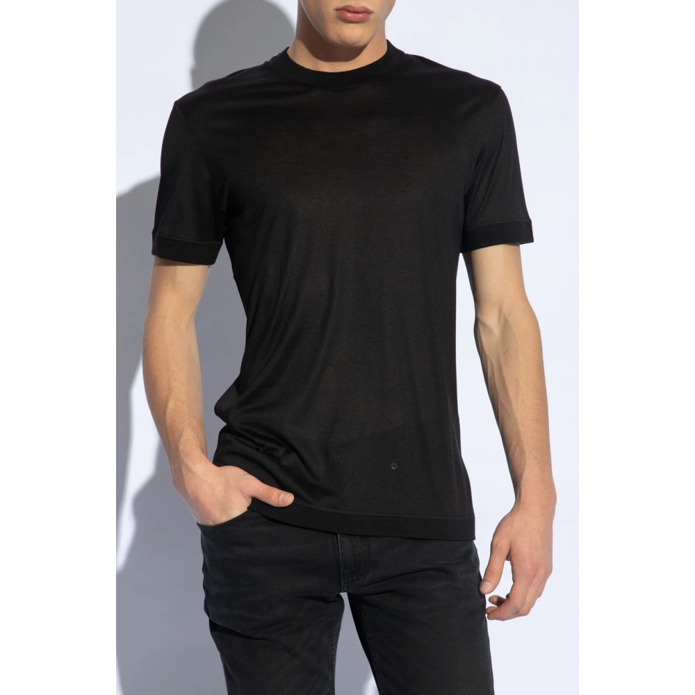 Dolce & Gabbana Zijden T-shirt Black Heren
