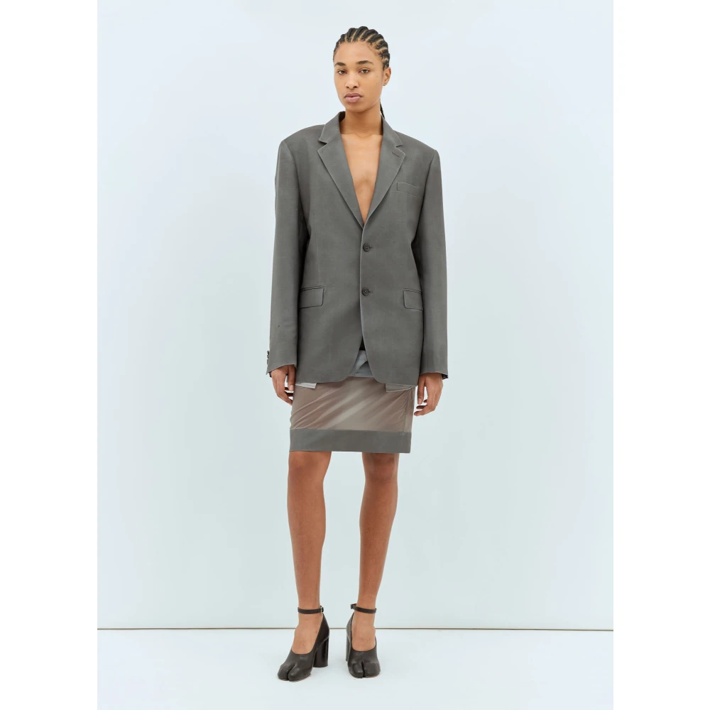Maison Margiela Mohair Wol Blend Blazer Gray Dames