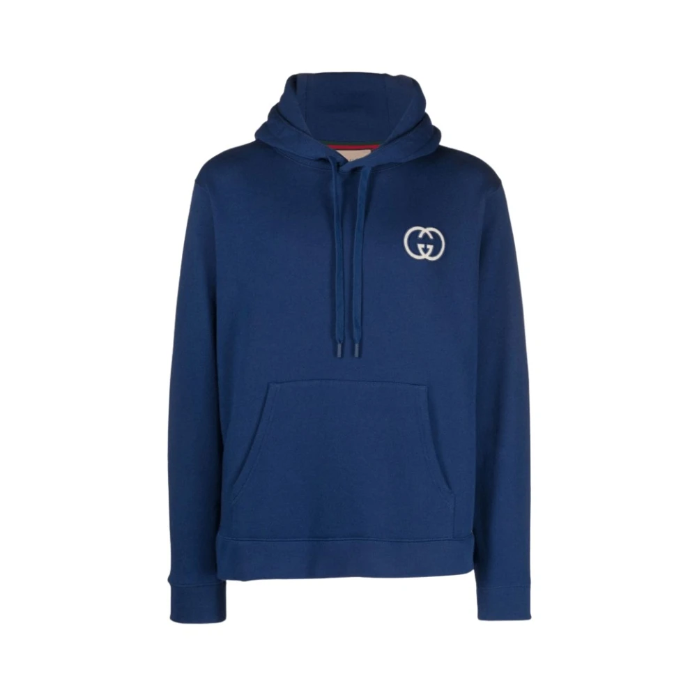 Gucci Interlocking G-logo trekkoord hoodie Blue Heren