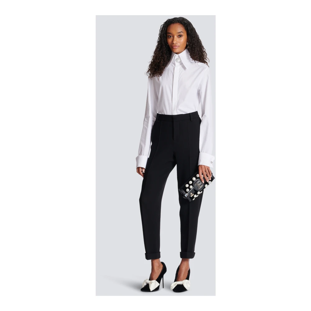 Balmain Poplin Blouse met Juweelknoop White Dames