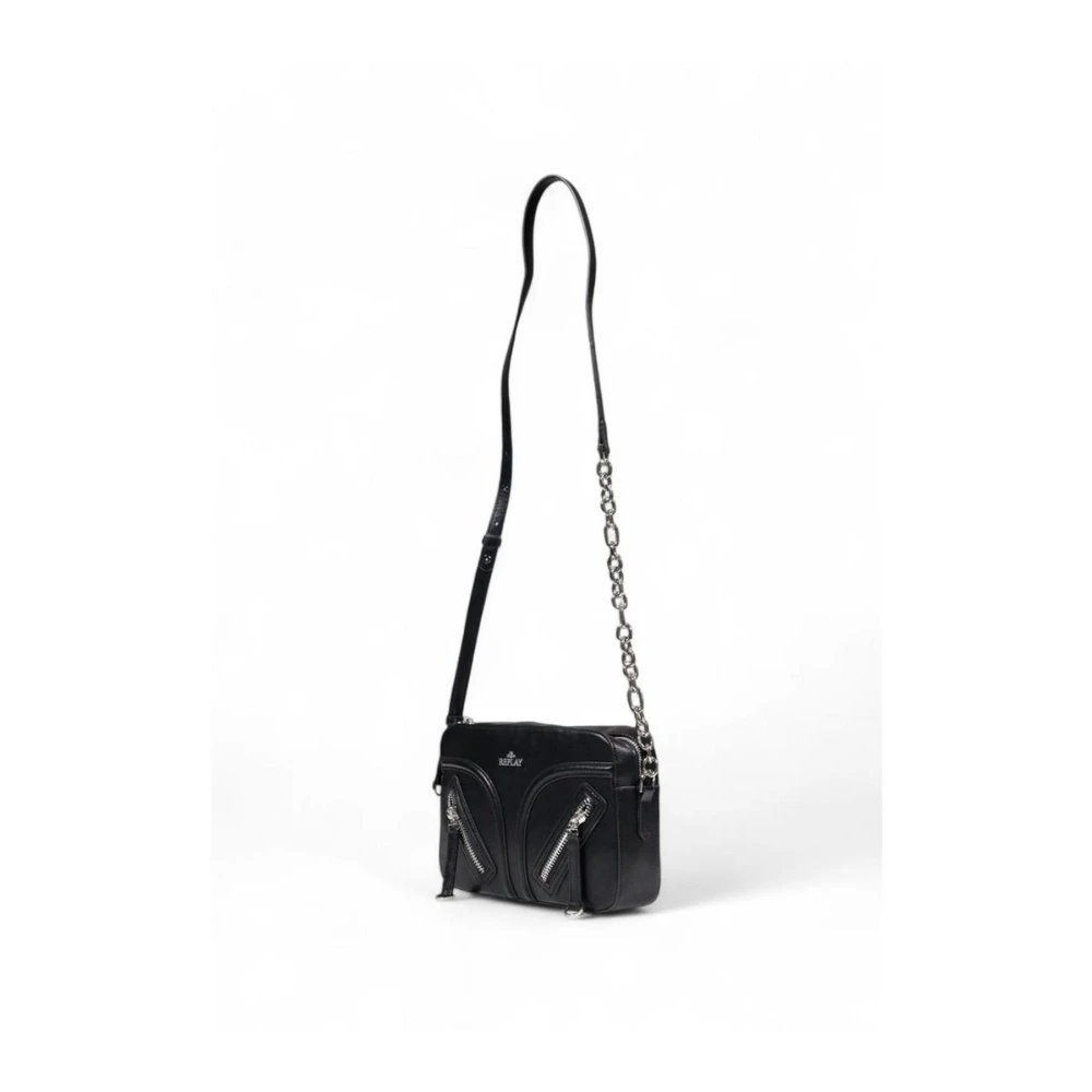 Replay Moderne Zwarte Polyester Handtas Black Dames