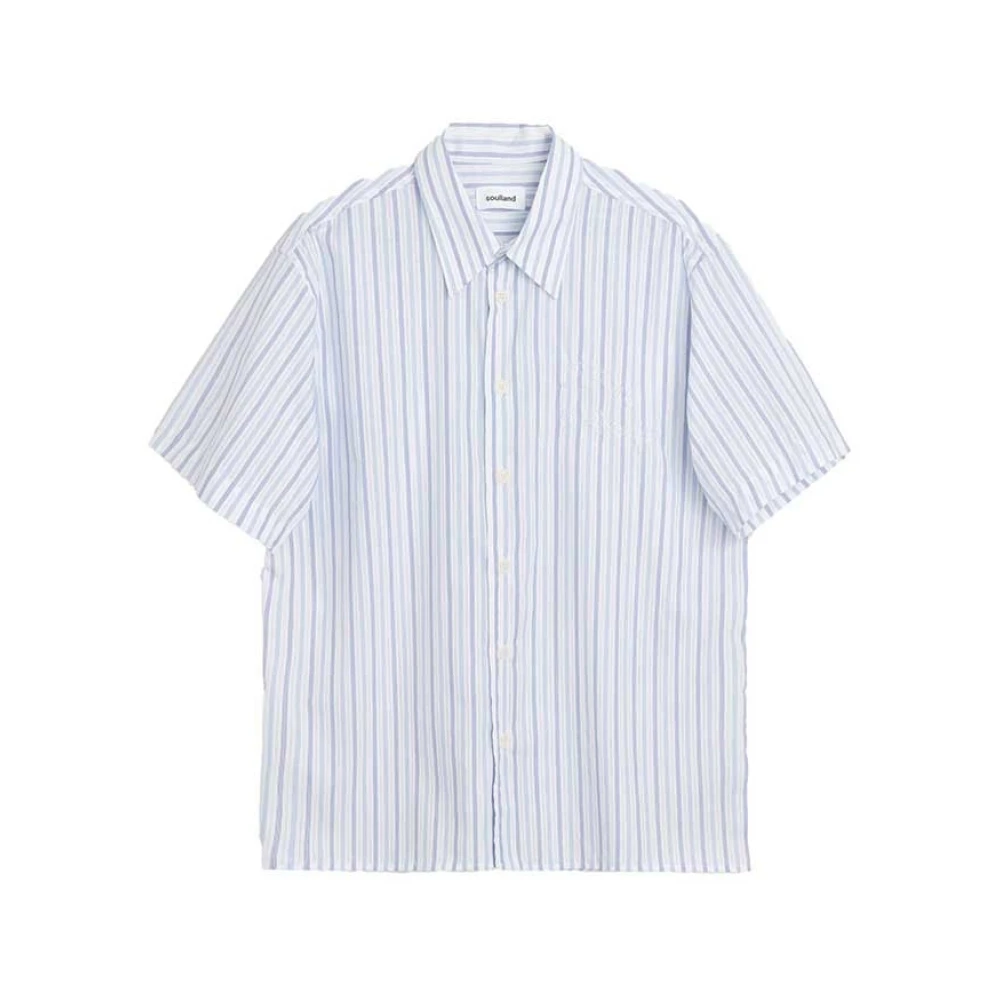Soulland Relaxed Fit Geknoopt Shirt Wit Blauw Blue Heren