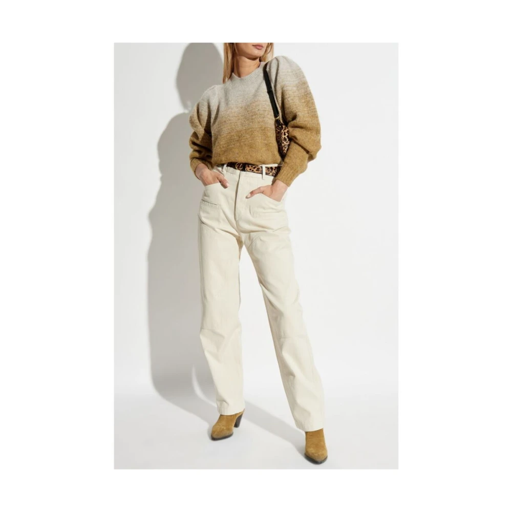 Isabel marant Ecru Katoenen Hoge Taille Broek Beige Dames