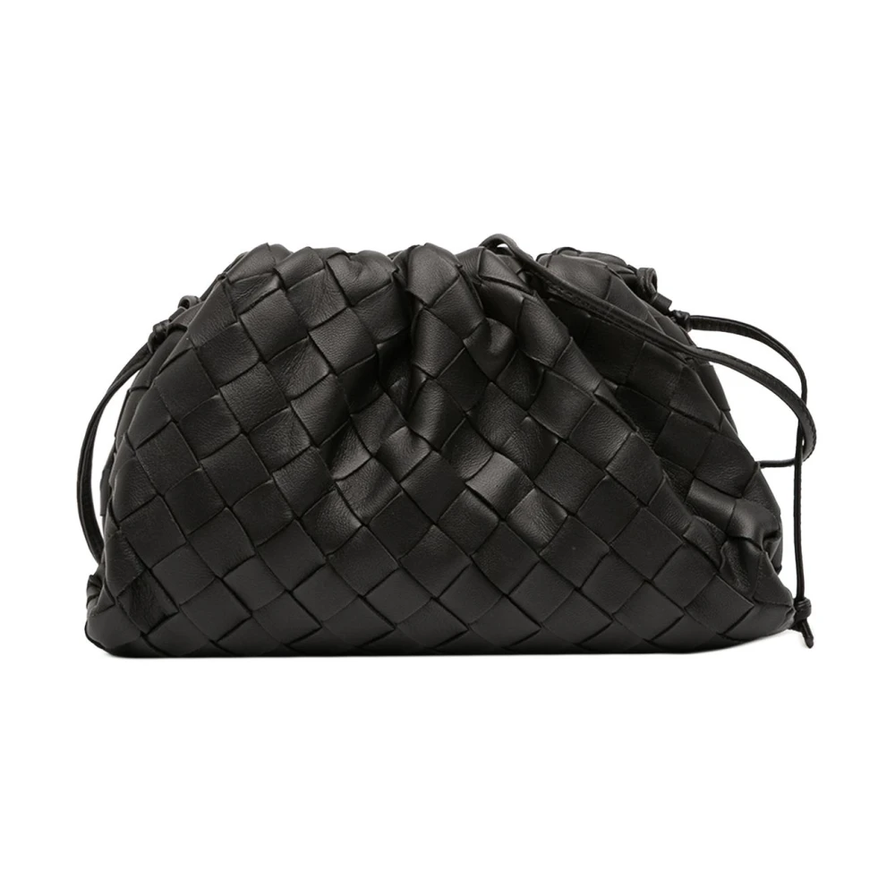 Bottega Veneta Vintage Women's Black Pre-Owned Woven Leather Pouch