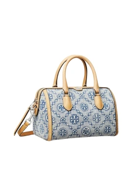 T Monogram Denim Petite Barrel Bag
