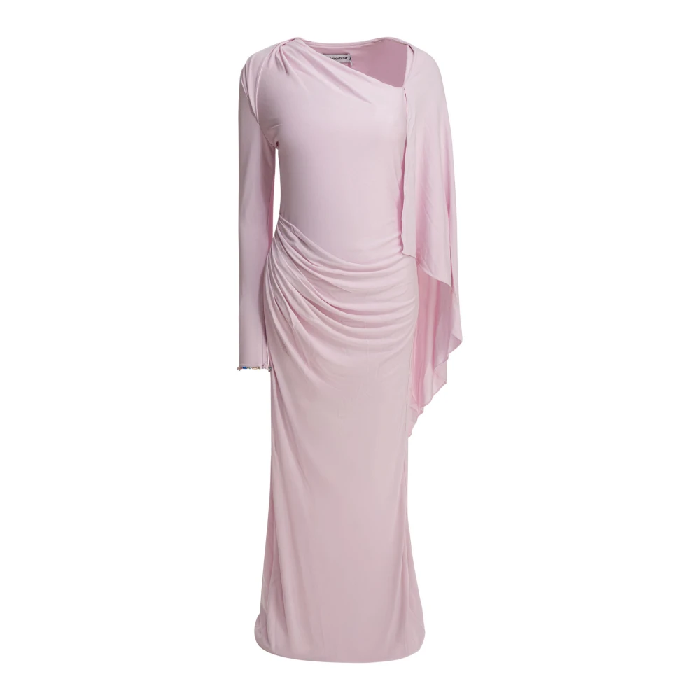 Self Portrait Women's Pink Gowns, Xs, Long Draped Jersey Dress