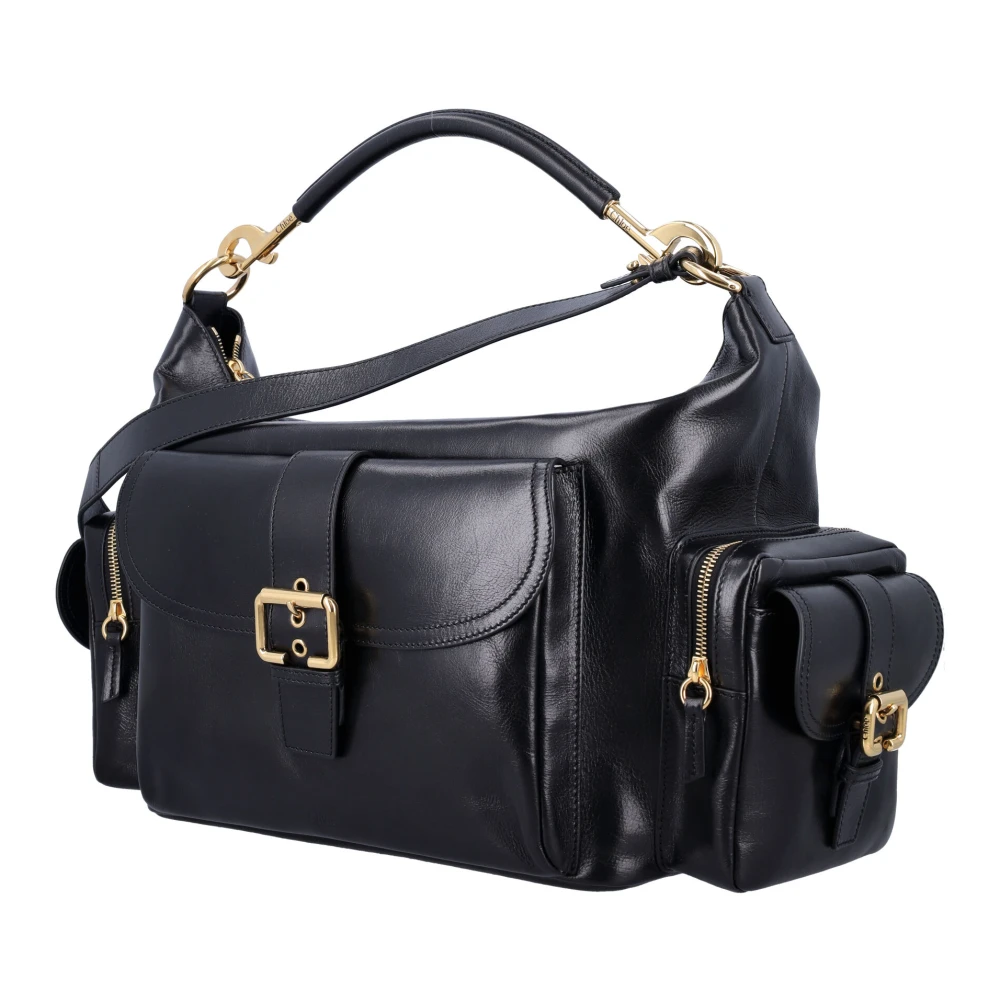 Chloé Zwarte Glanzend Leren Cameratas Black Dames
