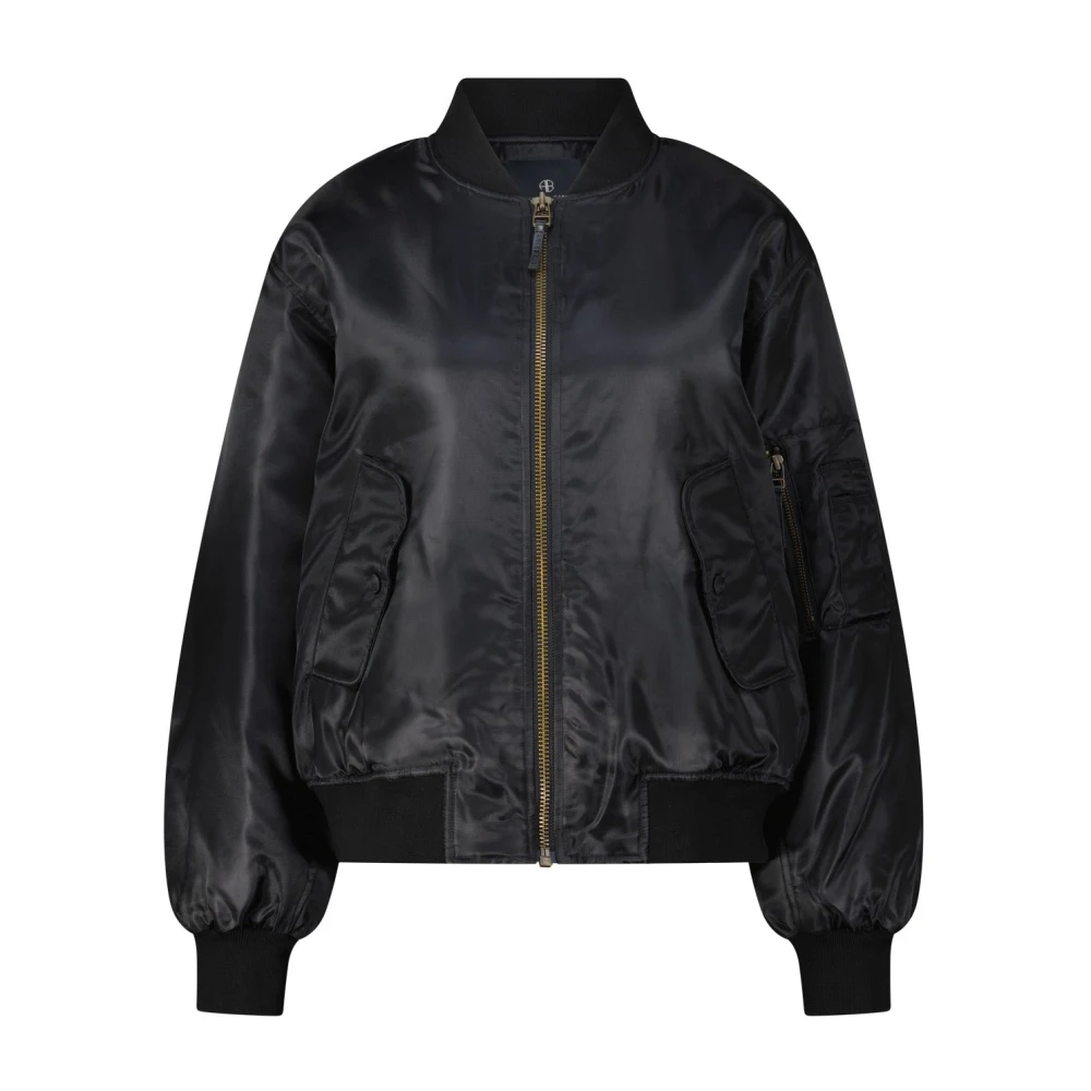 Anine Bing Bomberjack met Losse Pasvorm en Elastische Manchetten Black Dames