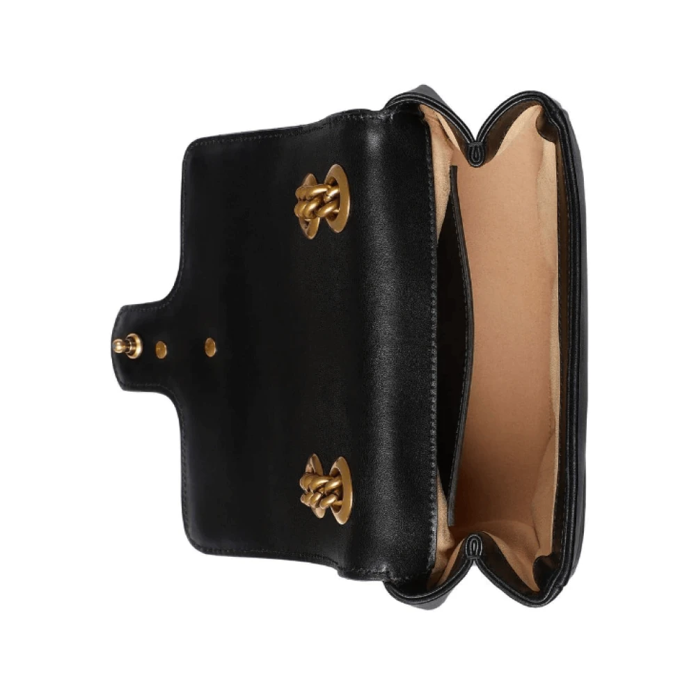 Gucci Zwarte Mini Gewatteerde Schoudertas met Double G Logo Black Dames