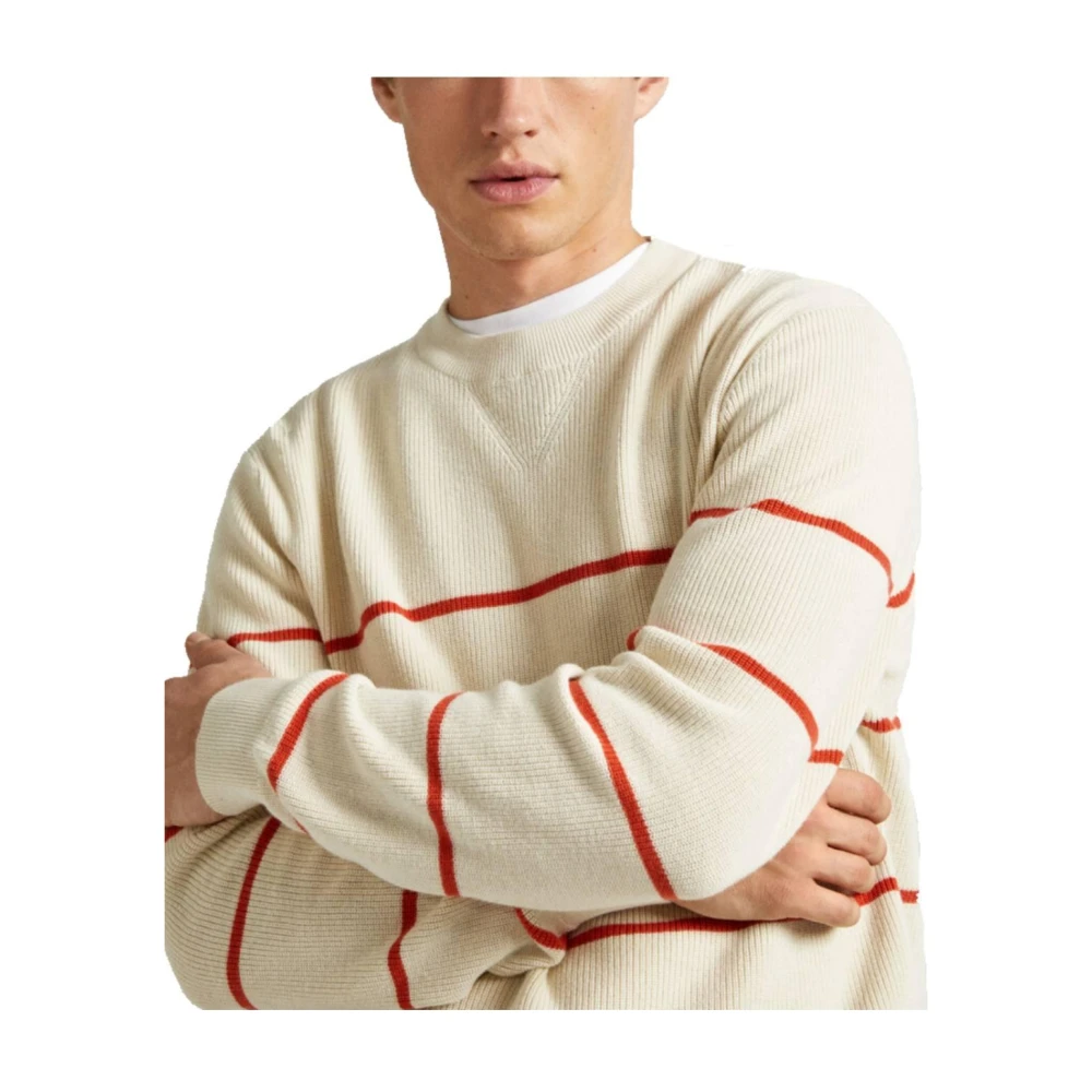 Pepe Jeans Moderne Gestreepte Katoenen Trui White Heren