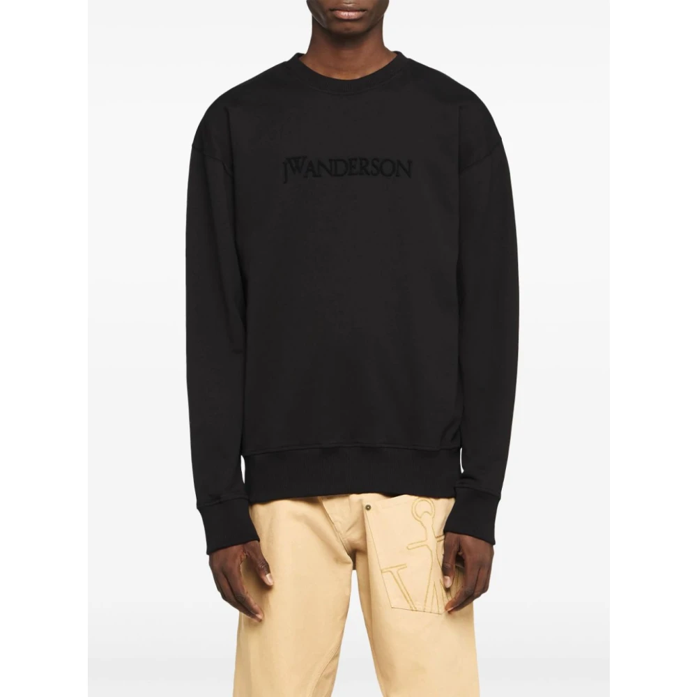 JW Anderson Zwarte Sweatshirt met Unieke Borduursels Black Heren