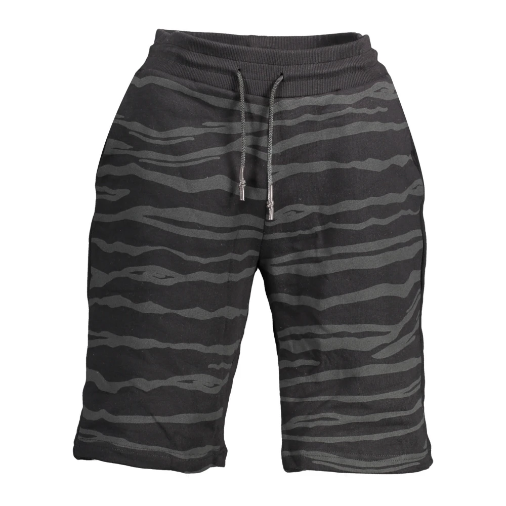 Cavalli Class Men's Black Sporty Bermuda Shorts With Elastic Waist - Casual Shorts - L - Shorts