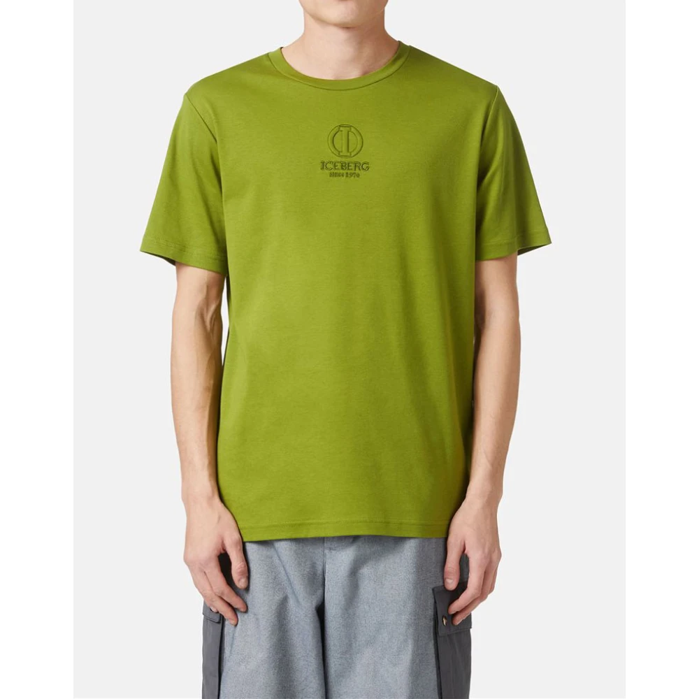 Iceberg katoenen T-shirt Green Heren