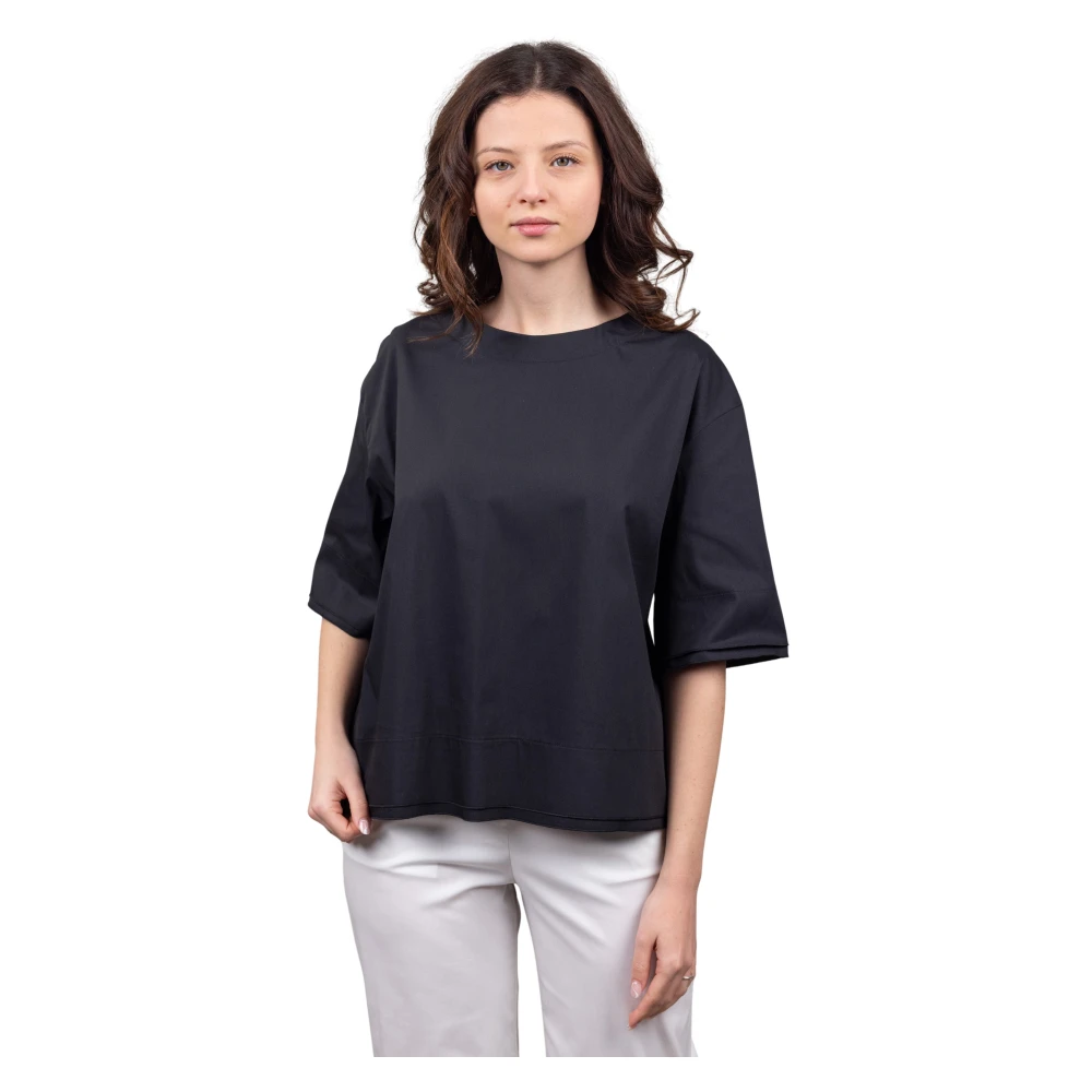 Gran Sasso Vrouw Zwart Overhemden Dames, 2XL, Linnen, Blouse
