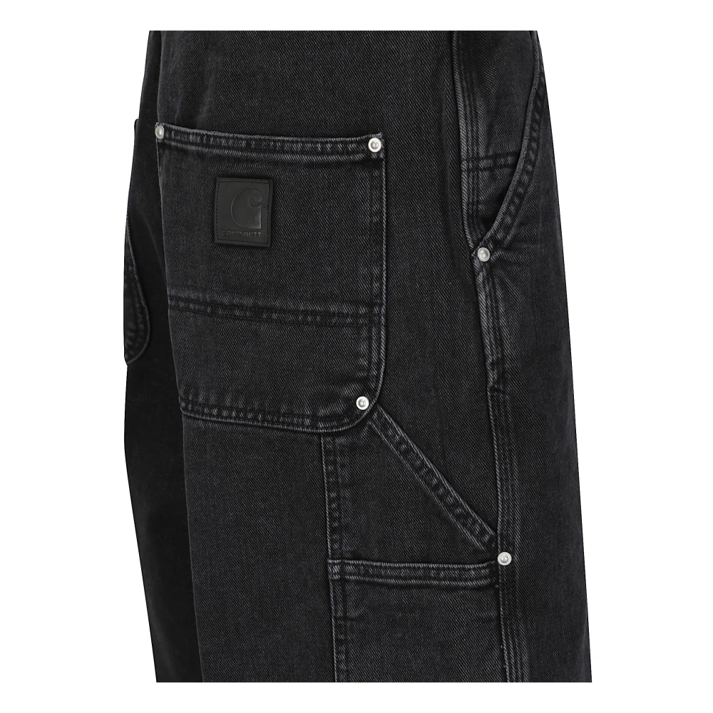 Carhartt WIP Denim shorts met grote zakken en logo Black Heren