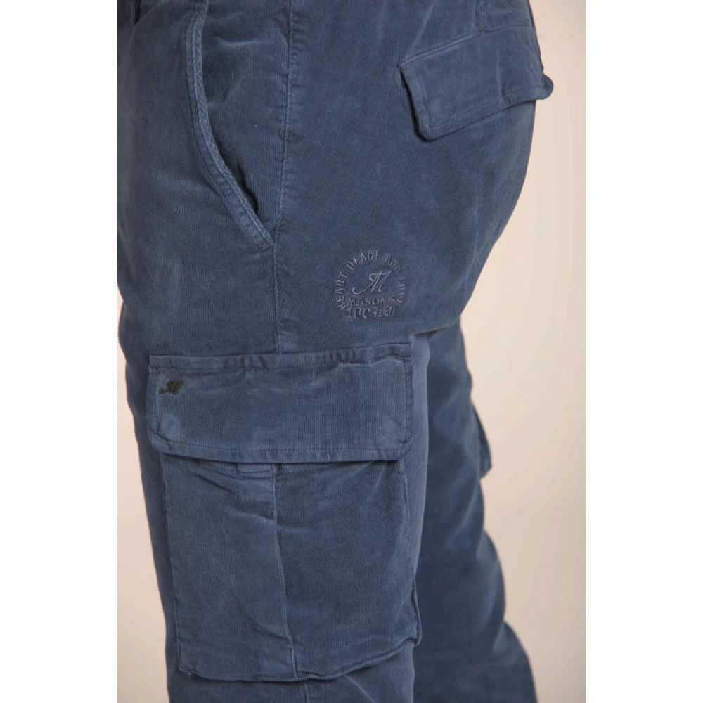 Mason's Fluwelen Cargo Broek Extra Slim Fit Blue Heren
