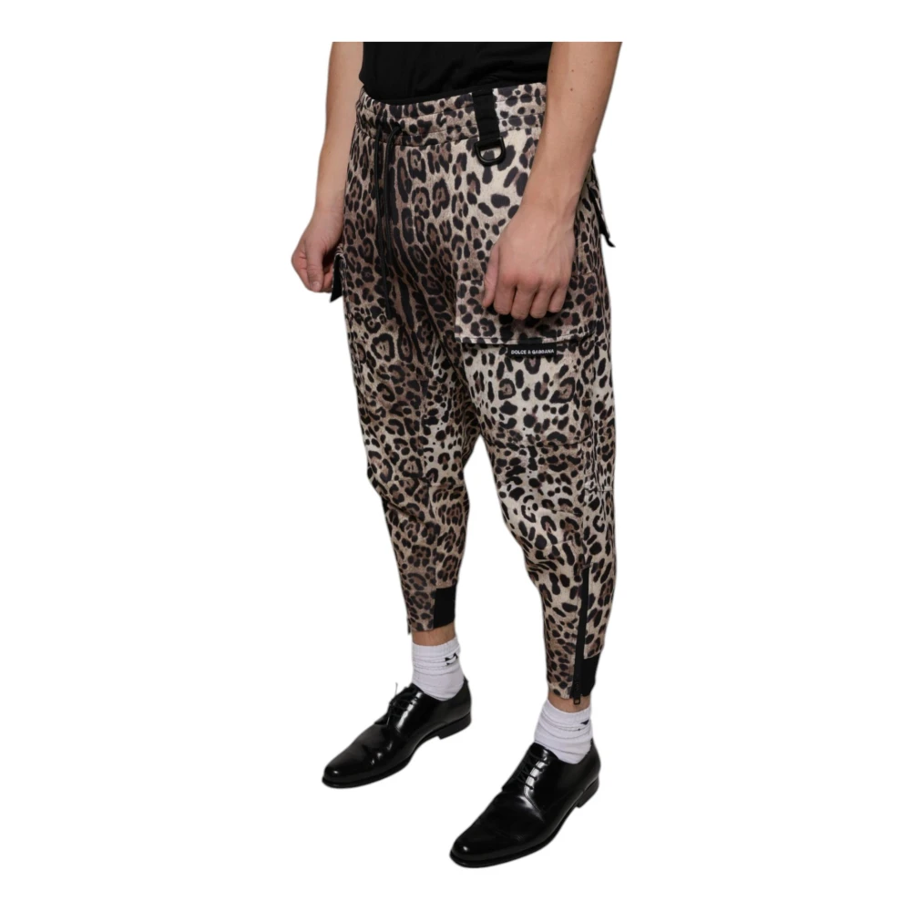 Dolce & Gabbana Luipaardprint Jogger Broek met Koordsluiting Multicolor Heren