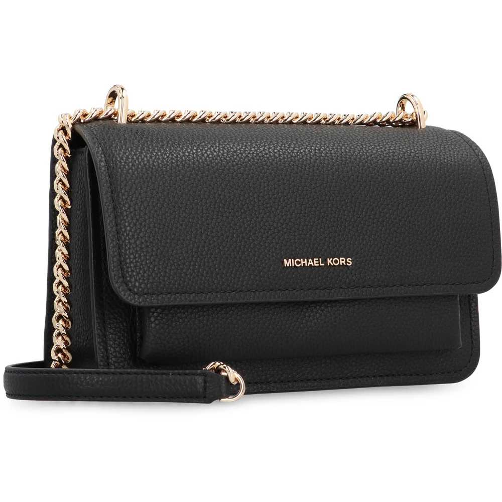 Michael Kors Leren Crossbody Tas met Kettingriem Black Dames