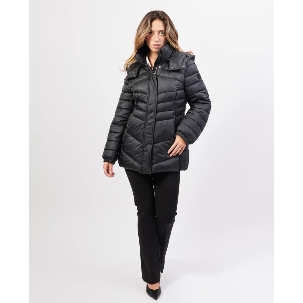 Gerry Weber Gewatteerde capuchonjas zwart Black Dames