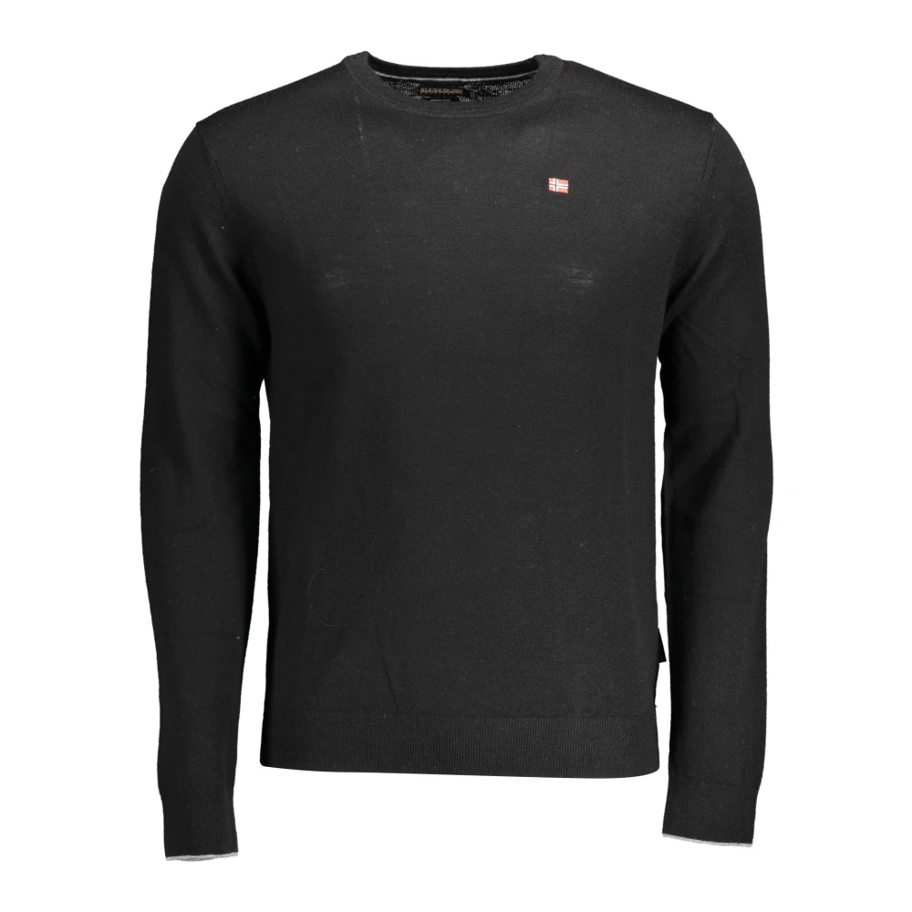 Napapijri , Turtlenecks, Male, Black, 2XL, Black Embroidered High-Neck Jumper - Image 4